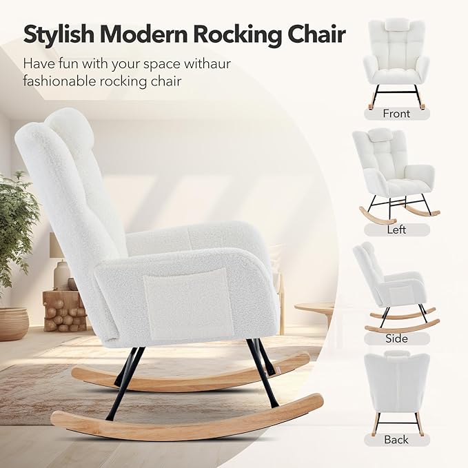 Nursery Rocking Chair, 300Lb Glider Chair - Image 6