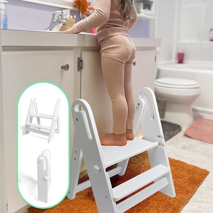 WOOD CITY Step Stool Foldable for Toddlers, Adjustable Kids Step Stool for by WOODCITY