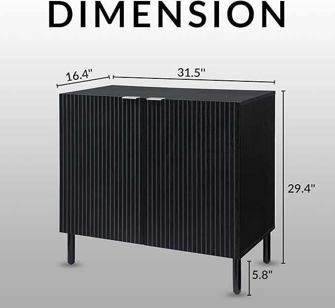 Sango Merk 2-Door Cabinet, Modern Black Storage Cabinet - Image 3