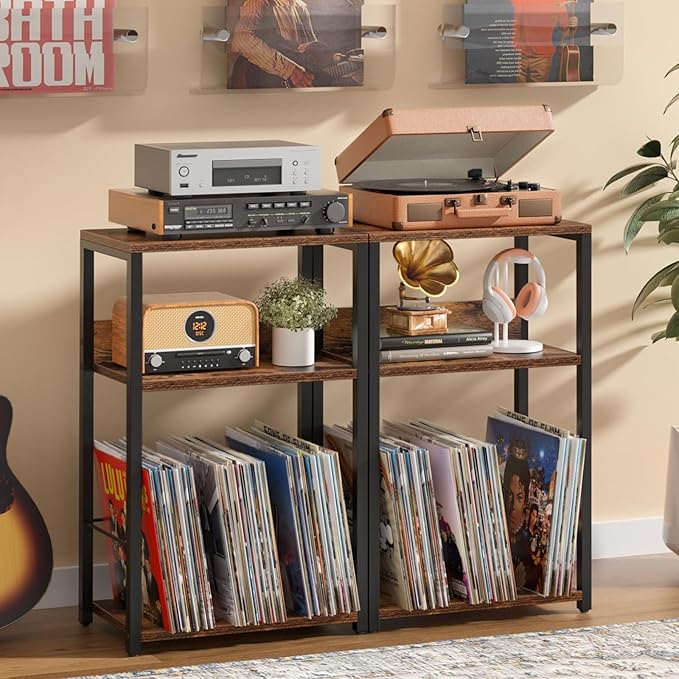 LELELINKY Record Player Stand, 3-Tier End Side Table - Image 2
