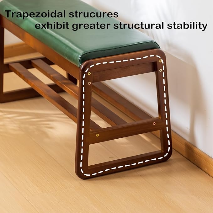 Shoe Rack Bench, Solid Wood Entryway Bench - Image 6