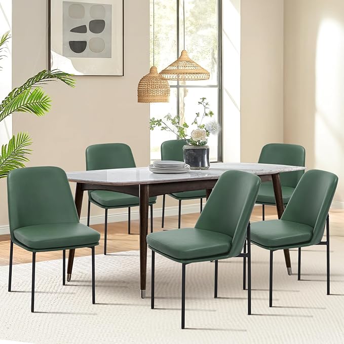 COLAMY Modern Dining Chairs Set of 6, Faux Leather Upholstered Dining Room by COLAMYINC