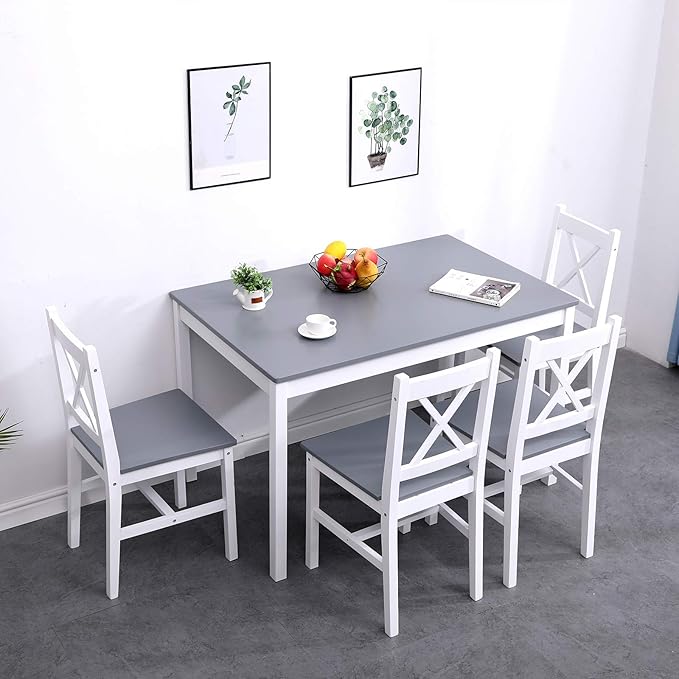 soges Dining Table Set for 4, 42.5 inch Pine Wood Dining Room Table - Image 3