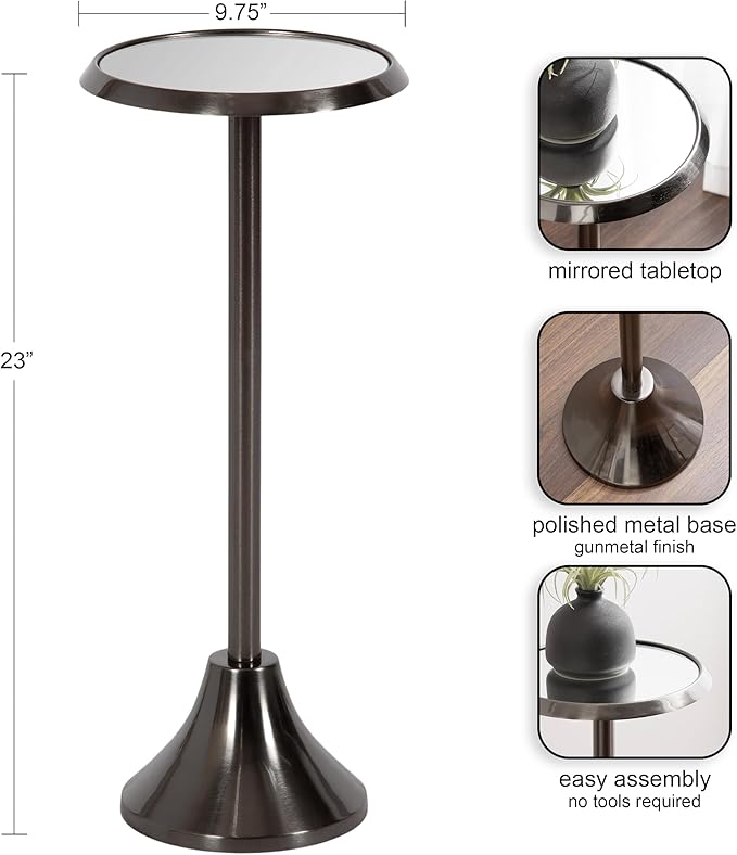 Kate and Laurel Sanzo Modern Pedestal Drink Table, Decorative End Table - Image 3