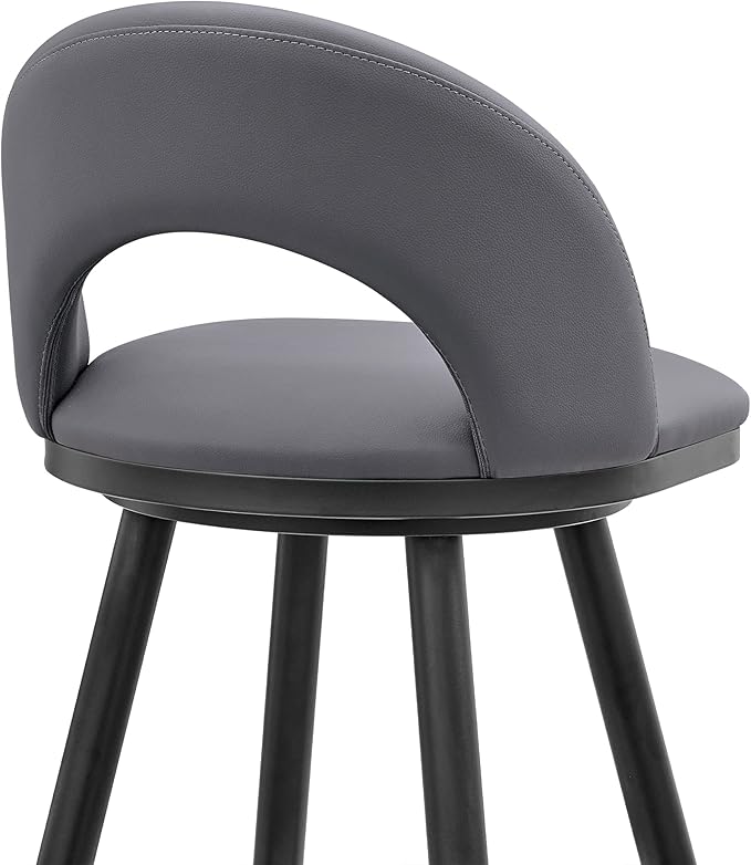 Armen Living Charlotte Swivel Bar Stool in Black Metal - Image 8