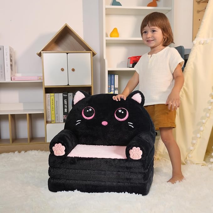 Kids Couch Fold Out, Velvet 2-in-1 Flip Open Couch - Image 5