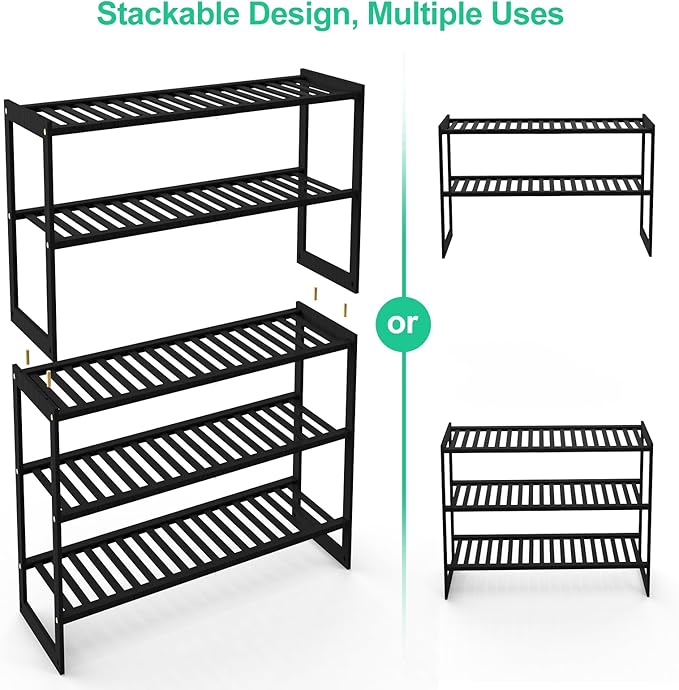 Shoe Rack Bamboo 5 Tier Shoe Organizer, Storage 20-25 Pairs - Image 5