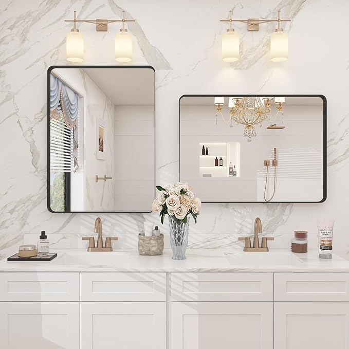 24x30 Inch Black Metal Framed Bathrrom Mirror - Image 5