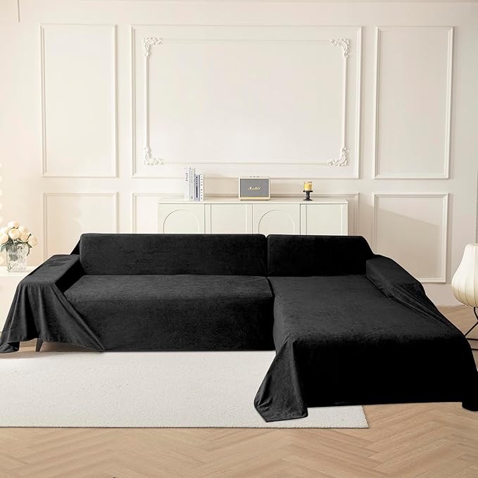 MYSKY HOME Black Couch Covers for Sectional Sofa, Couch Cover Couch Covers for - Image 6