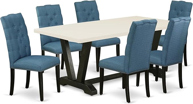 East West Furniture V627EL121-7 7 Piece Modern Dining Table Set Consist of a by EastWestFurniture