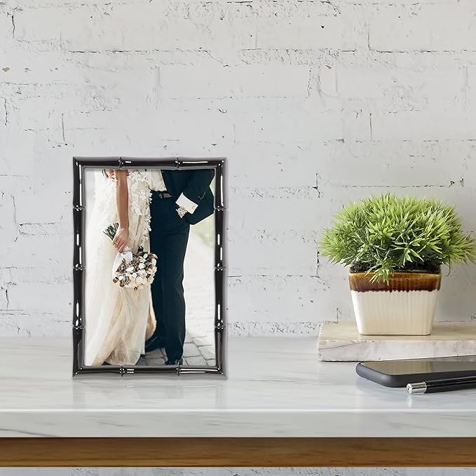 Lawrence Frames 4x6 Black Polished Metal Picture Frame - Image 3