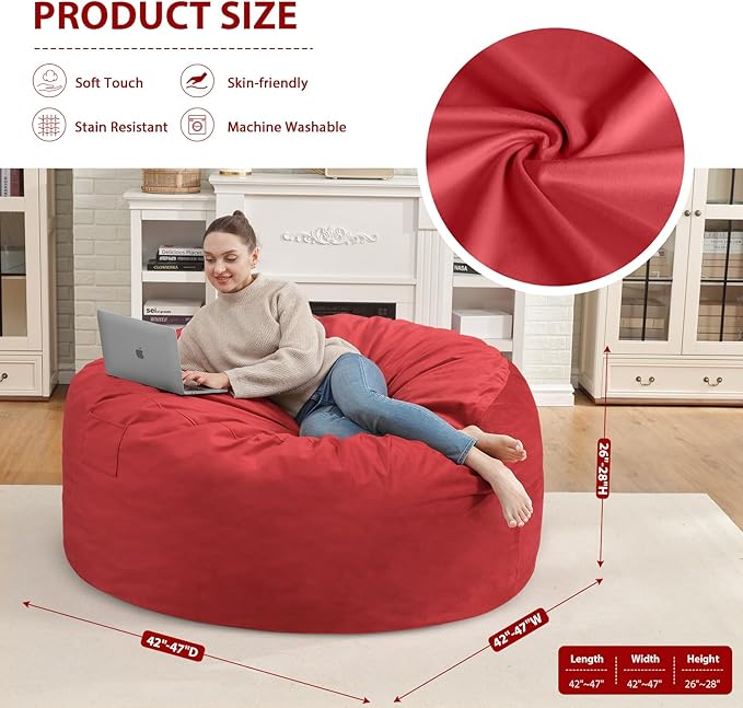 4FT Bean Bag Chair, Large Bean Bag Chairs - Image 3