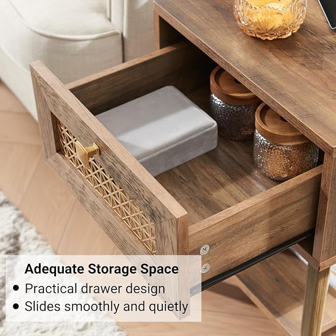 Boho Style Living Room Side Table, Wood End Table - Image 4