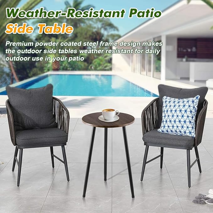 2 Packs Small Round Side Table 13.5" Outdoor Patio Round Accent Coffee Tables - Image 5