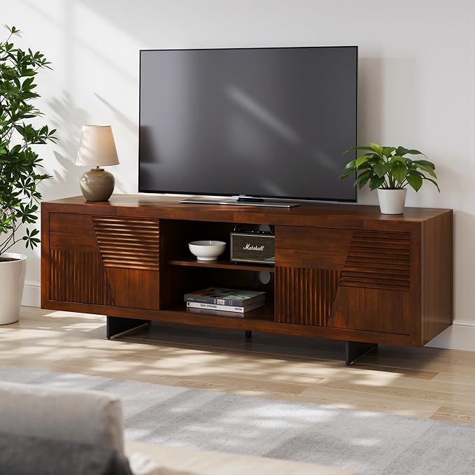 Bme Trapeze TV Stand for Living Room – Wooden Media Console by Bme