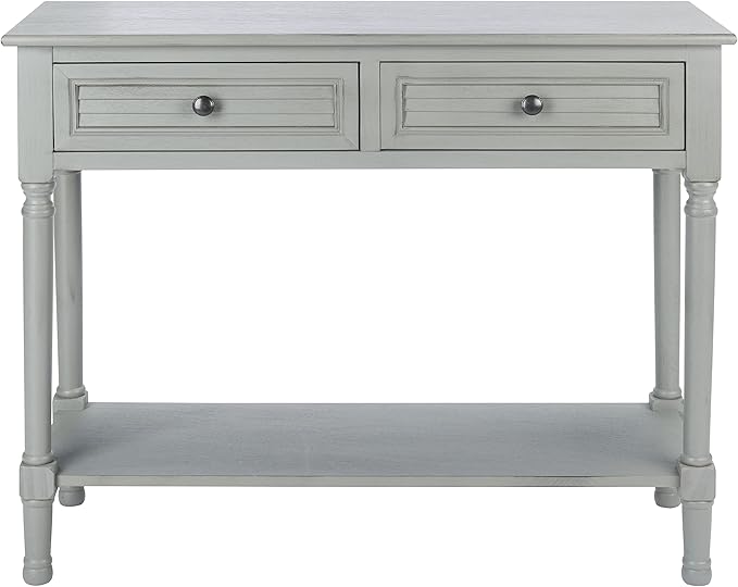 SAFAVIEH Home Collection Tate Distressed Grey 2-Drawer Bottom Shelf Console - Image 4