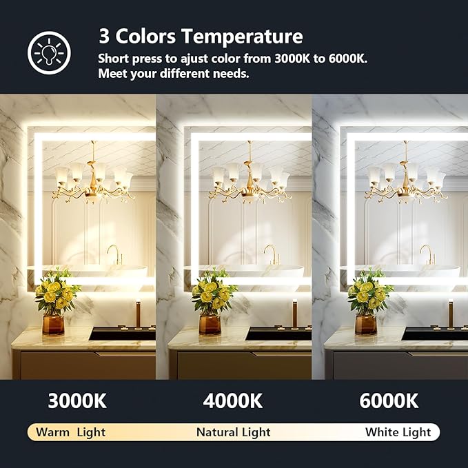 40x30 Inch LED Bathroom Mirror - Image 4