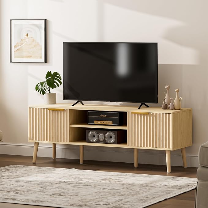 TV Stand for Living Room, Boho Entertainment Center for 55/60/65 inch TVs - Image 6
