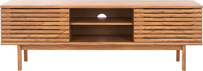 SAFAVIEH Aricia TV Stand for up to 65" Flatscreen – Oak Brown, 2 Sliding Doors - Image 8