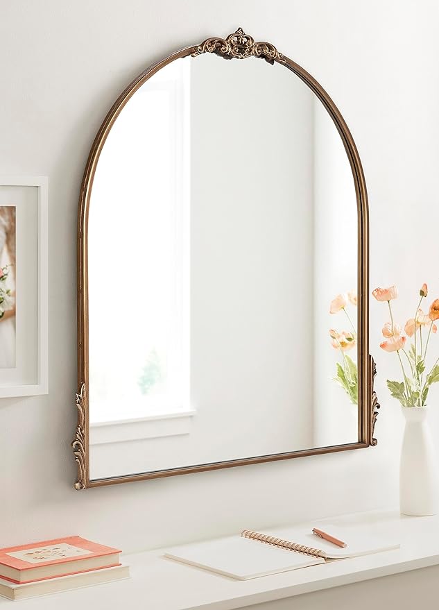 Kate and Laurel Myrcelle Traditional Arched Mirror; 30 x 32; Antique Gold; - Image 3
