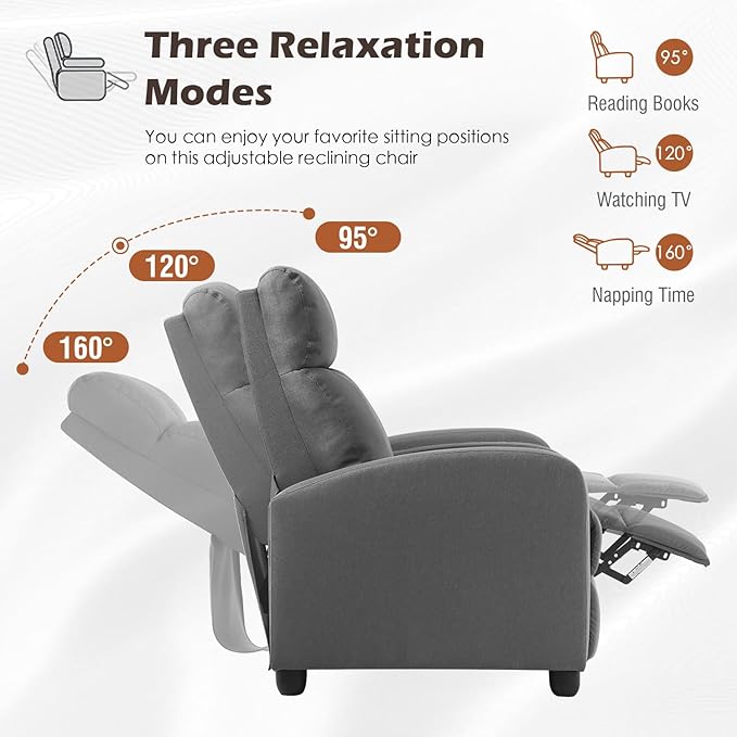 BestMassage | Recliner Chair | No Massage Function | Textile Grey | - Image 6