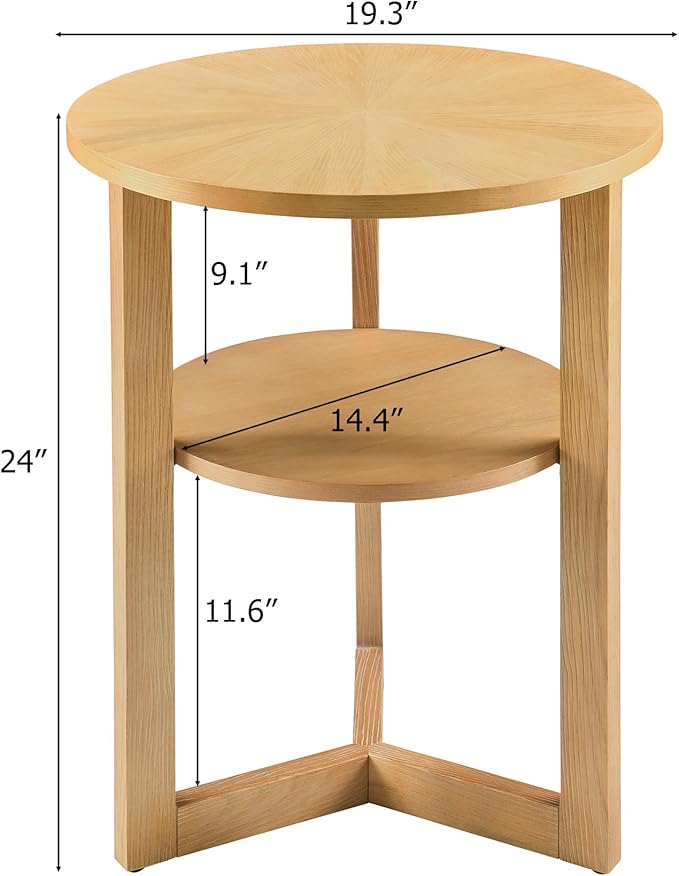 MODERION Round End Table, Rustic Side Tables - Image 2
