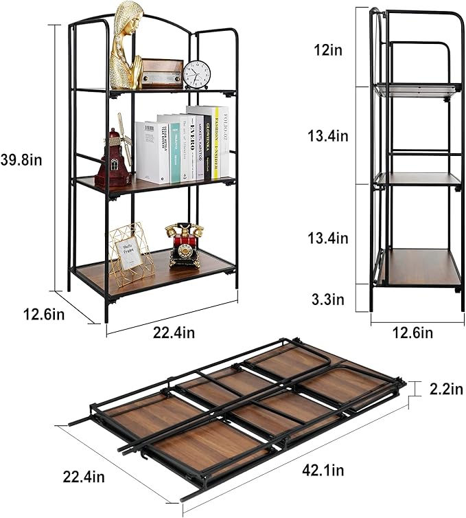 Crofy No Assembly Folding Bookshelf - Image 3