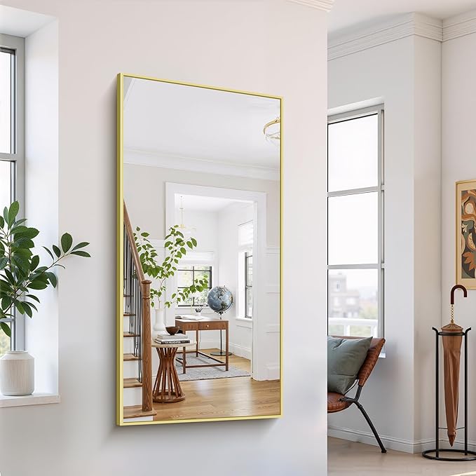YIROMAN Bathroom Mirror 60"x30", Large Brushed Gold Bathroom Mirror - Image 4