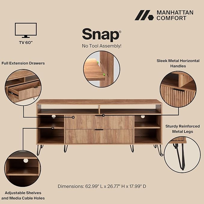 Manhattan Comfort Dumbo Mid Century Modern TV Stand - Image 4