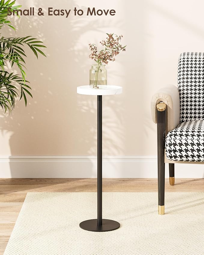 Drink Table, Small Pedestal Side Table, Round Cocktail Table, Circle Accent End - Image 6