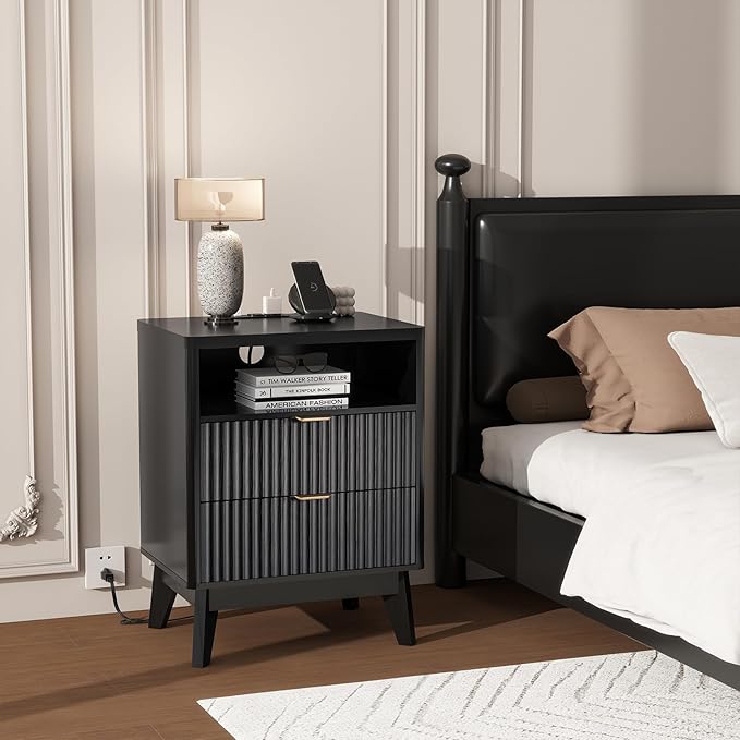 Fluted Nightstand Set of 2 - Image 2