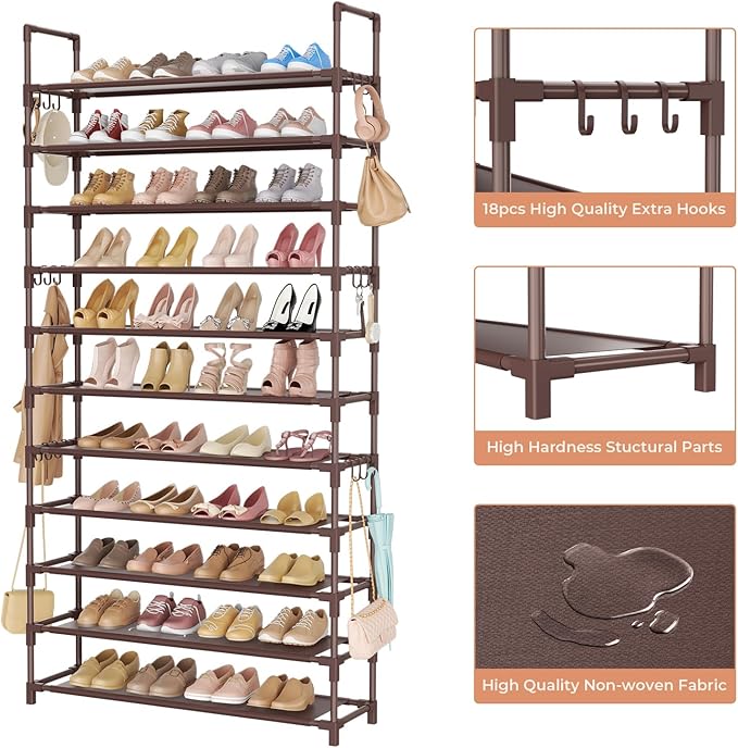 11 Tiers Tall Shoe Rack Holds 55 Pairs of Shoes - Image 4