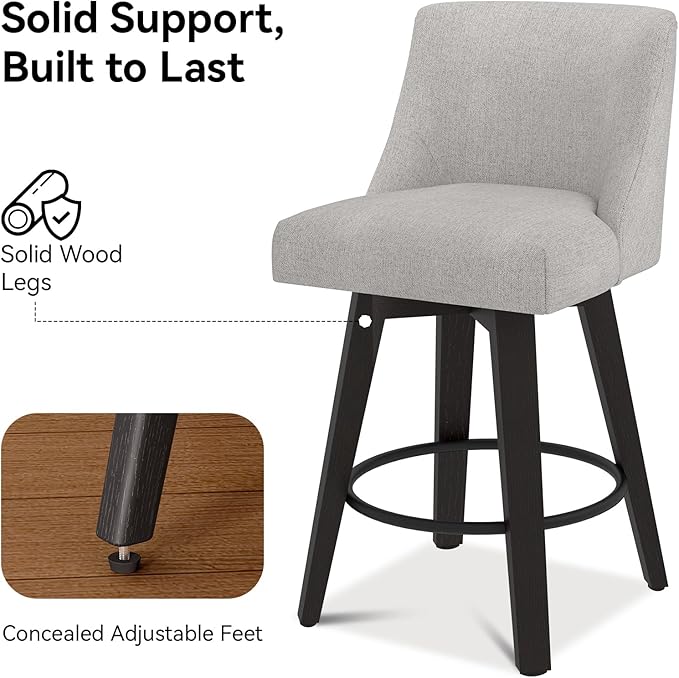 Counter Height Swivel Bar Stools Set of 4, 26 Inch Bar Stools - Image 5