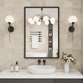 Bathroom Vanity Mirror 24x32 Inch, Matte Black Rectangle Bathroom Mirror by JISOSO