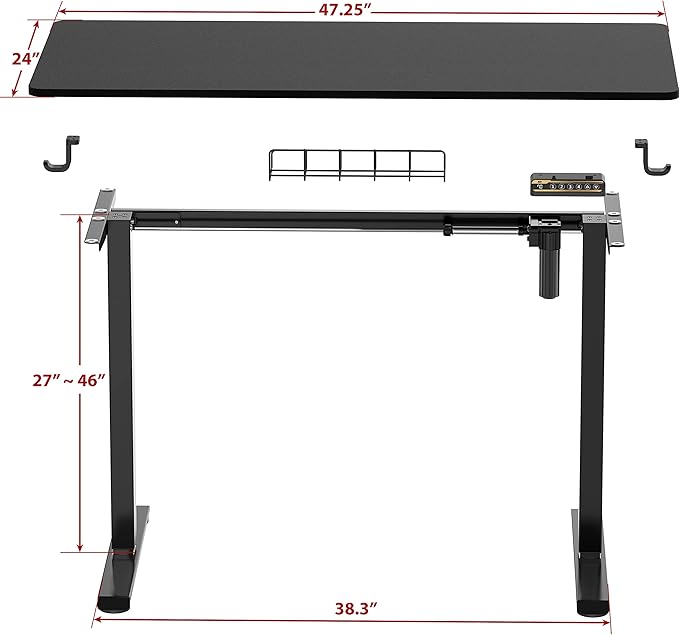 SHW 48-Inch Electric Height Adjustable Sit to Stand Desk - Image 5