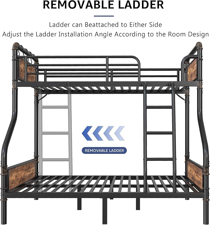 Metal Bunk Bed Twin Over Full, Industrial Bunkbeds Heavy Duty Bed - Image 4