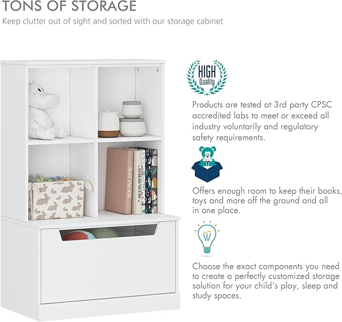 UTEX Kids Bookshelf and Toy Storage Organizer, Toddlers Bookcase - Image 7