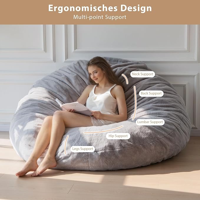 BYBYME 3 in 1 Bean Bag Chair, Convertible Chair Folds from Bean Bag to Lounger - Image 3