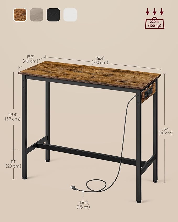 VASAGLE Bar Table, Narrow Long Kitchen Dining Table - Image 3
