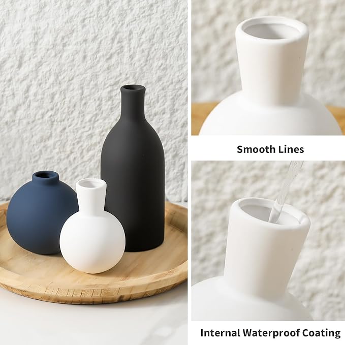 Ceramic Vase Set of 3 | Vases Home Decor | Decorative Flower Table Rustic Vase - Image 8
