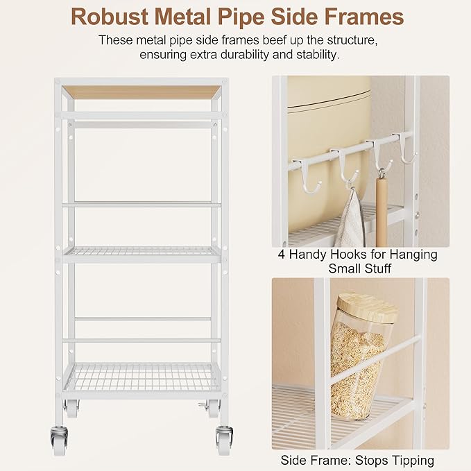 3-Tier Kitchen Cart with Adjustable Shelves - Image 5