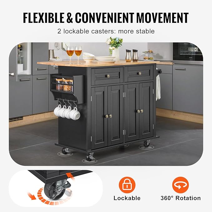VEVOR Kitchen Island Cart, Rolling Table - Image 4
