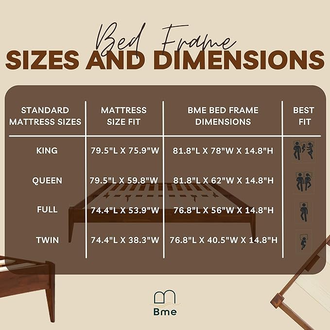 Bme Dinkee King Bed Frame Wood 15 Inch - Image 11