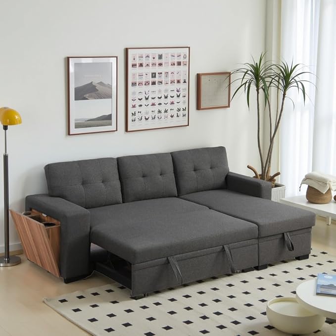 L-Shape Sofa Bed, Pull Out Sleeper Sofa - Image 6