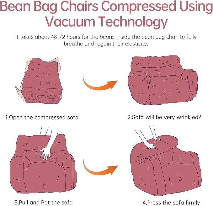 Bean Bag Chair with Filler, Bean Bag Sofa with Tufted Soft Stuffed Filling - Image 5