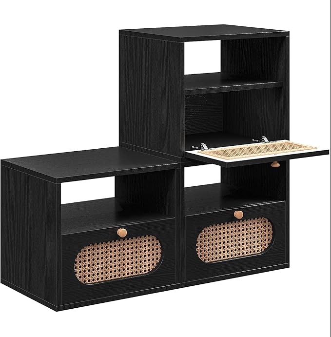 3-in-1 Modular TV Stand with Rattan Doors, DIY Media Console Boho Entertainment - Image 7