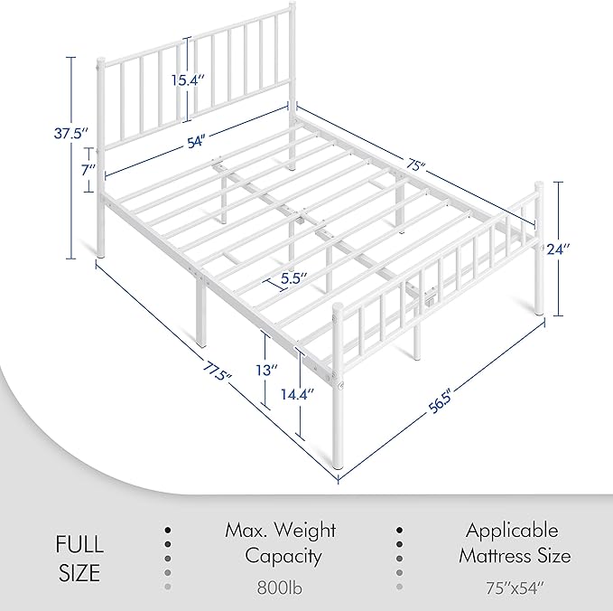 Yaheetech 14 Inch Full Size Bed Frame Metal Platform Bed - Image 2