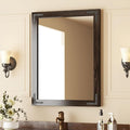 VocalStar Black Wood Framed Mirror 24 x 36 Inch, Rustic Natural Black Wooden by VOCALSTAR
