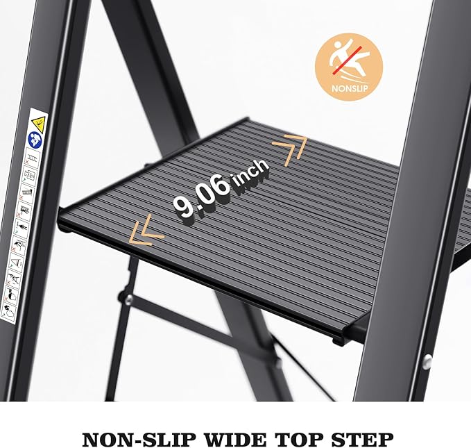 KINGRACK Aluminium 5 Step Ladder, Lightweight Step Stool - Image 2