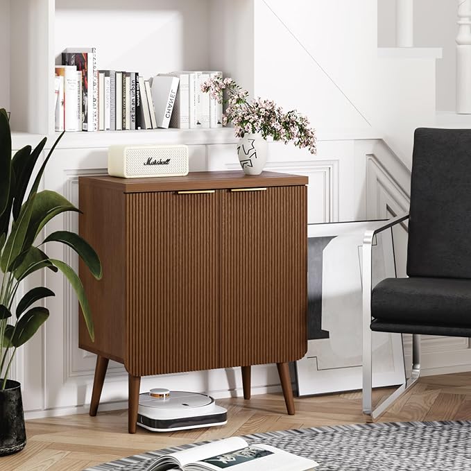 Buffet Cabinet with Storage, Fluted Multifunctional Storage Cabinet with 2 Doors - Image 3